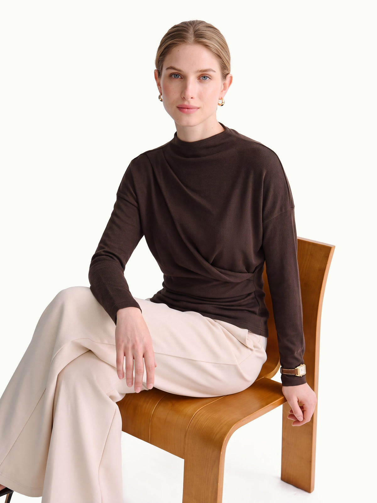 ProWarm Mock Neck Long Sleeve Tucked Ruched Top — original photo 11