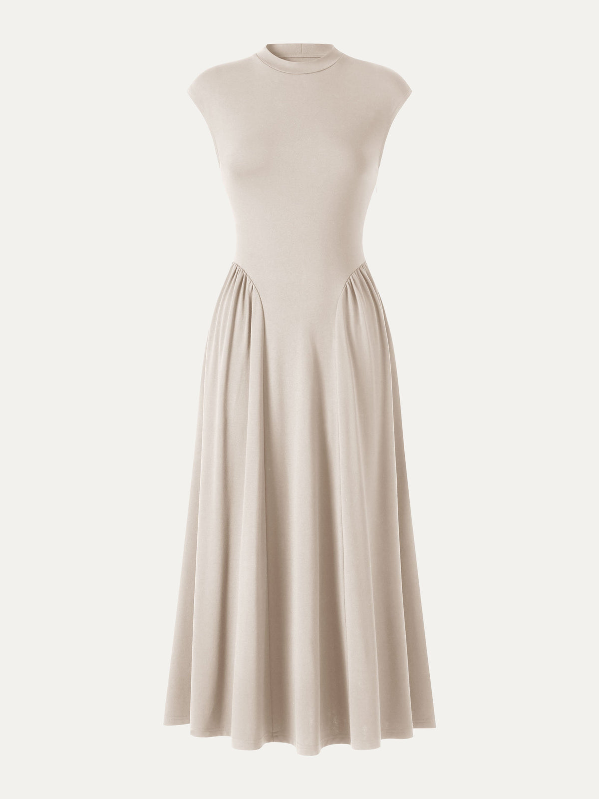 Ponte Mock Neck Ruched A-Line Midi Dress with Pockets — original photo 6