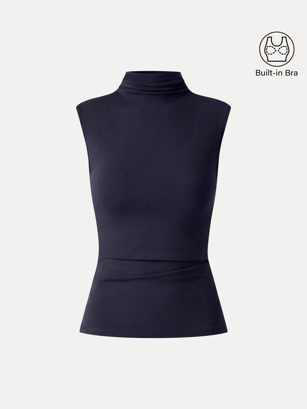 LiteWarm Mock Neck Sleeveless Ruched Built-In Bra Top — original photo 9