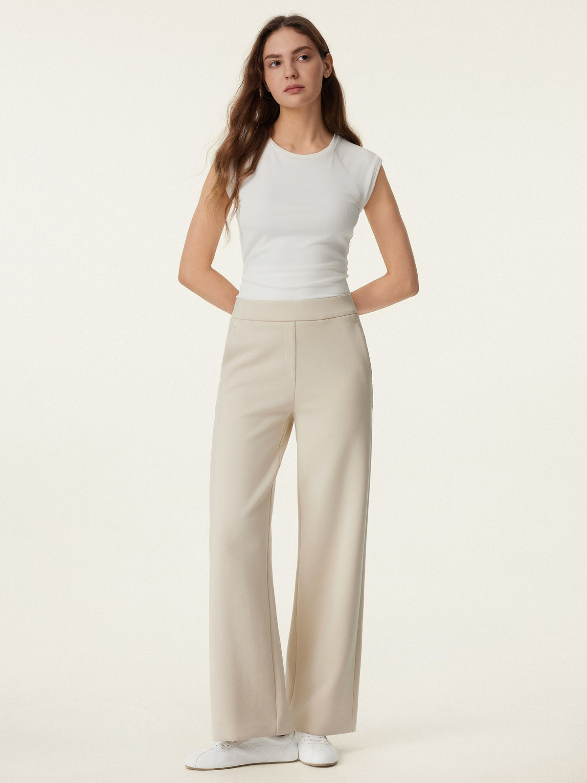 Textured Mid Rise Pull-on Straight Pant with Pockets — original photo 2