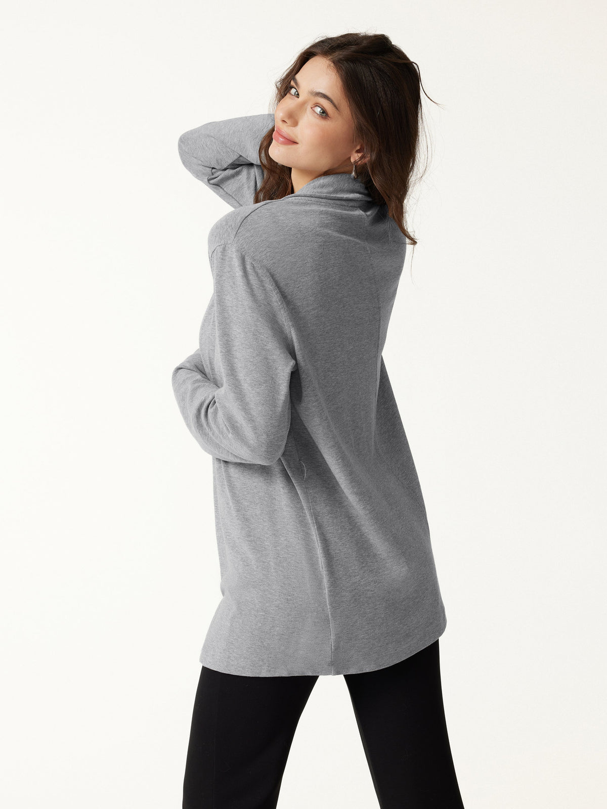 LiteWarm Lapel Long Sleeve Belted Cardigan — original photo 5