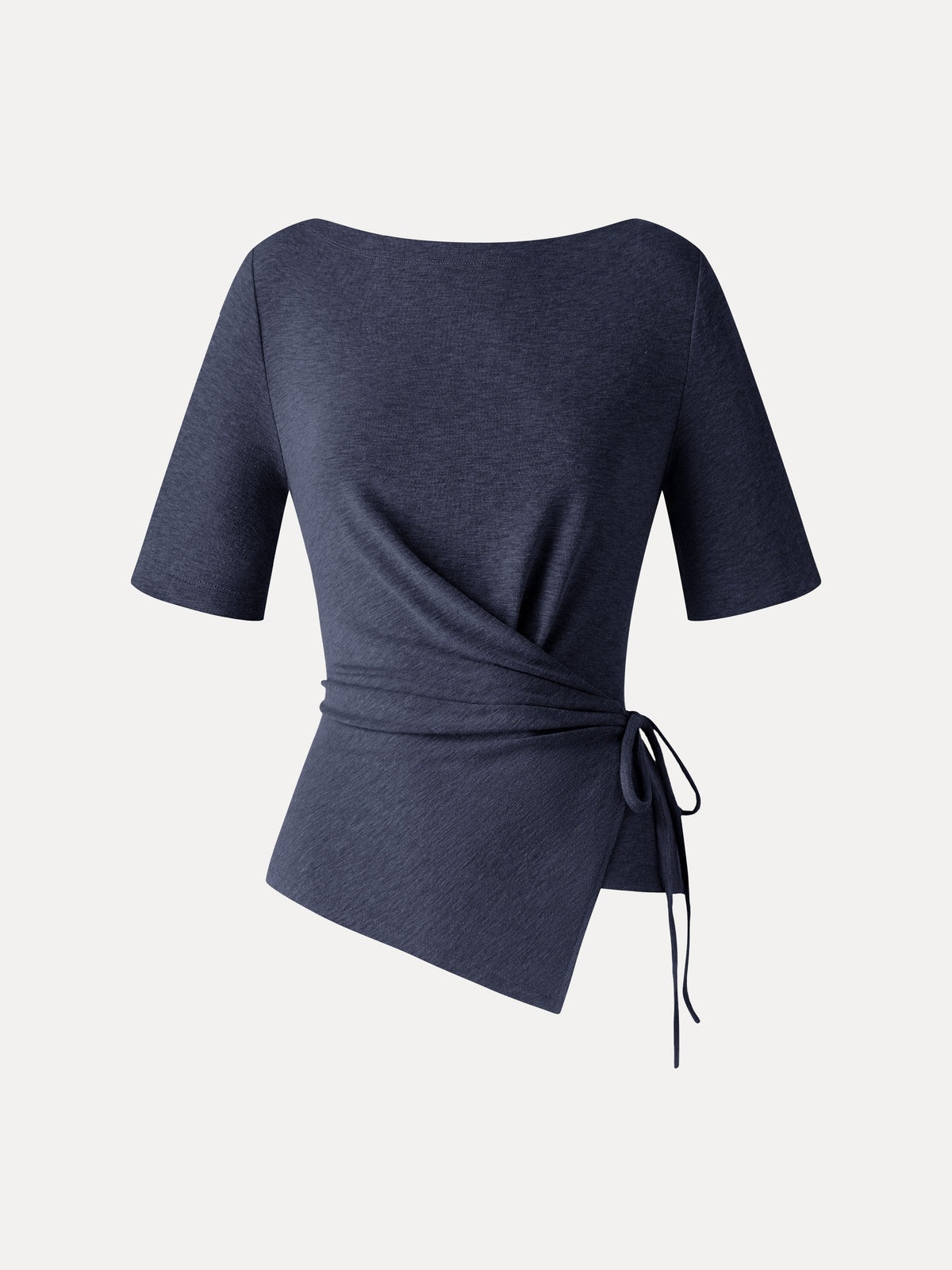 LiteWarm Slash Neck Short Sleeve Tie-Side Top — original photo 12