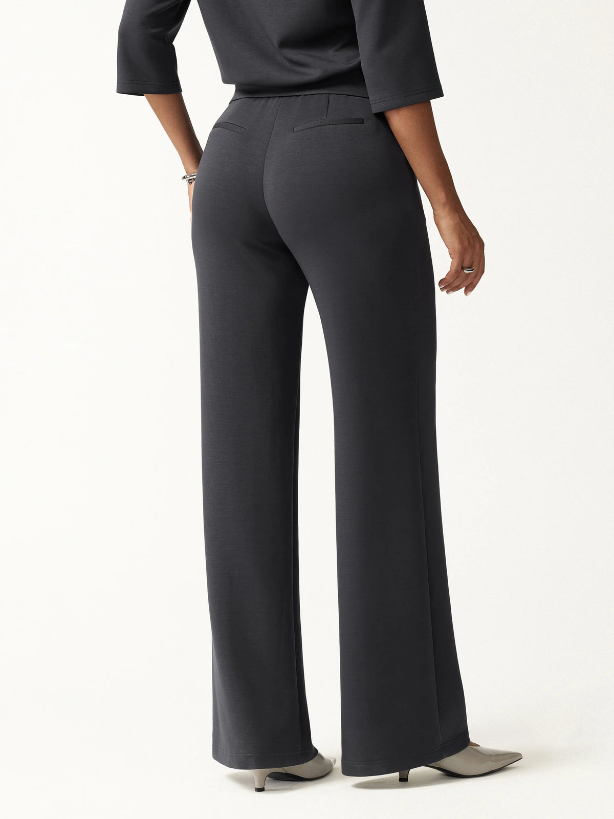 2Pcs Set Mockneck Long Sleeve Shirt & High-Rise Wide Leg Pants with Pockets — original photo 8