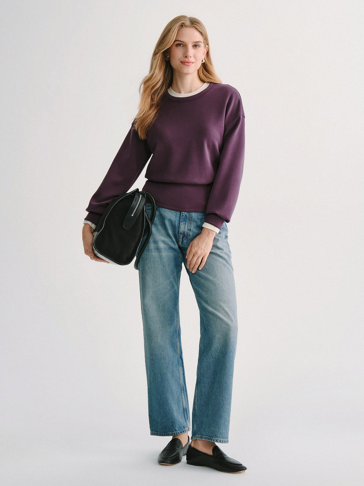 MaxWarm Modal Stretch Fleece Round Neck Long Sleeve Banded Hem Top — original photo 1