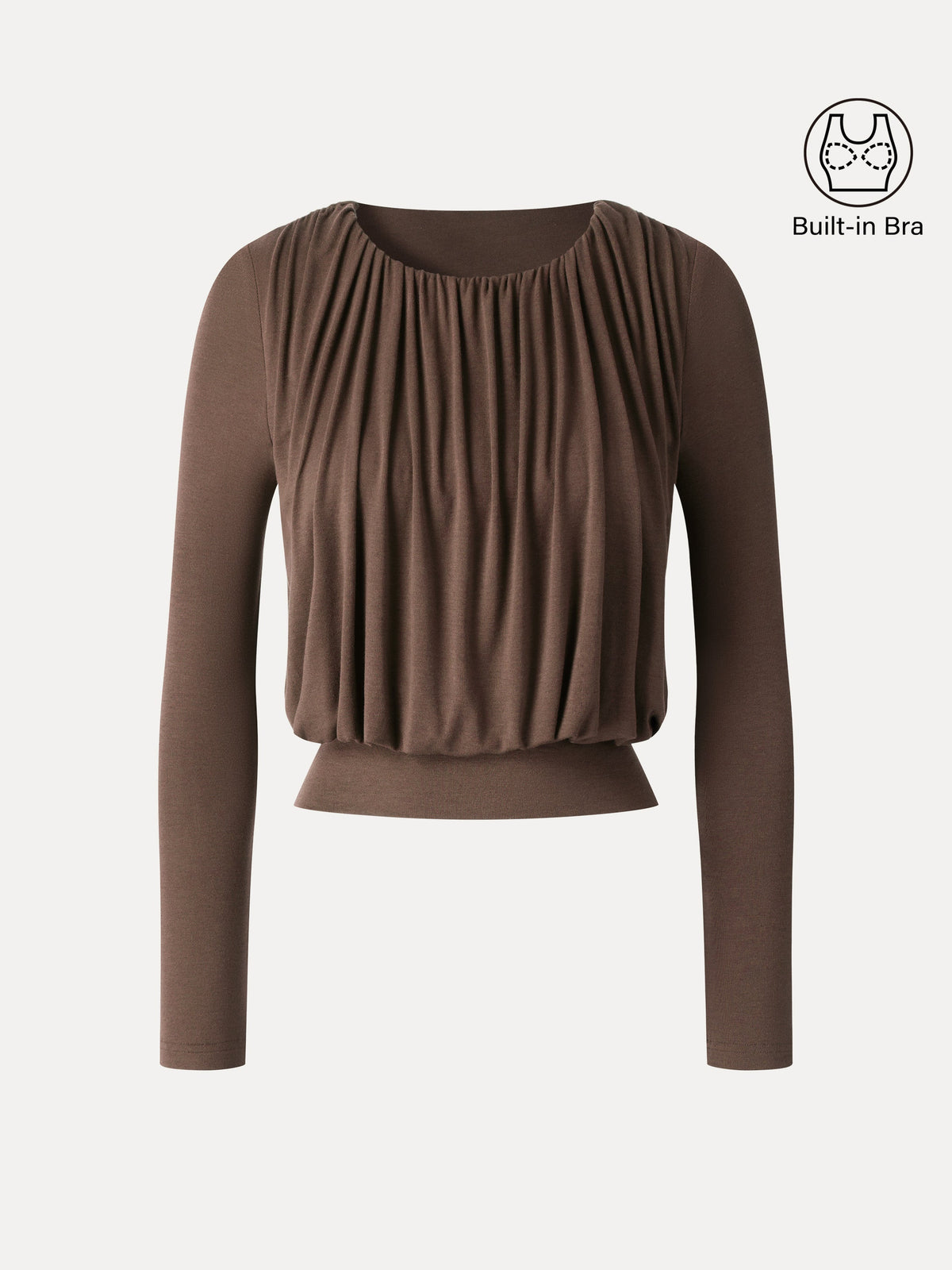 LiteWarm Lyocell-Wool Round Neck Long Sleeve Tucked Built-In Bra Top — original photo 9