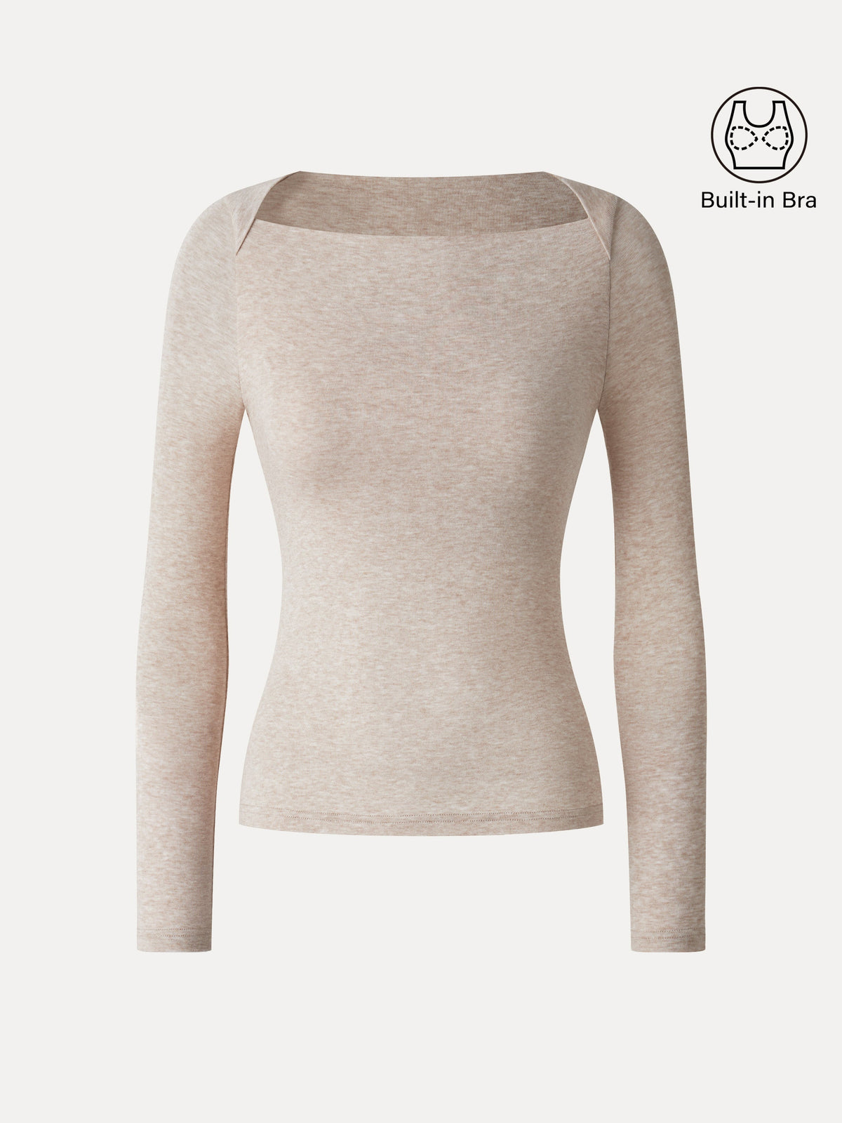 LiteWarm Lyocell-Wool Trapeze Neck Long Sleeve Built-In Bra Top — original photo 7