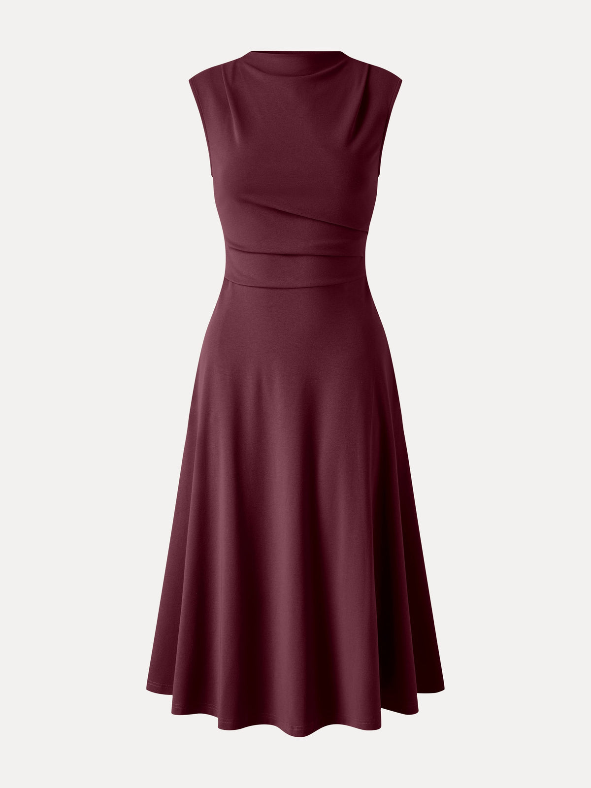 Viscose-Cotton Mock Neck Sleeveless Tucked Midi Dress — original photo 6