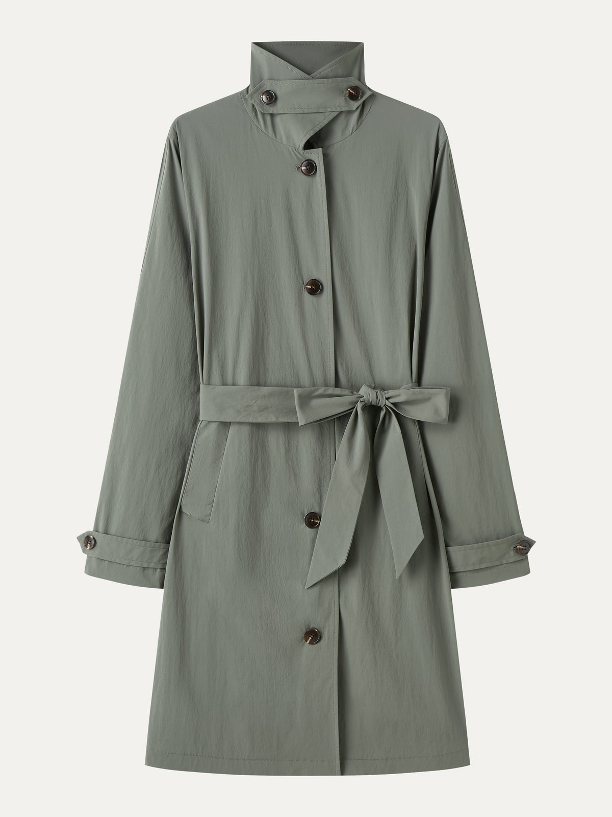 Lightweight Water-Repellent Notched Collar Trench Coat with Pockets — original photo 8