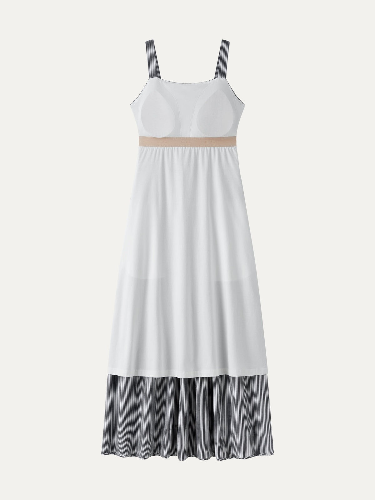 Striped Poplin Square Neck Smocked Midi Built-In Bra Dress — original photo 6