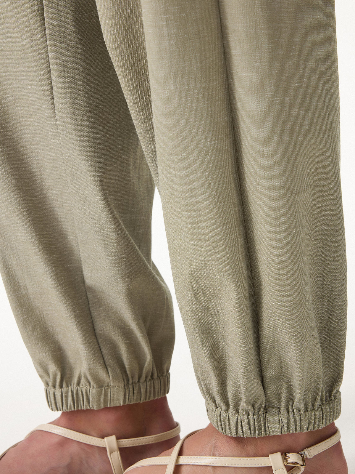 Linen-like High-Rise Balloon Jogger Pants with Pockets — original photo 5