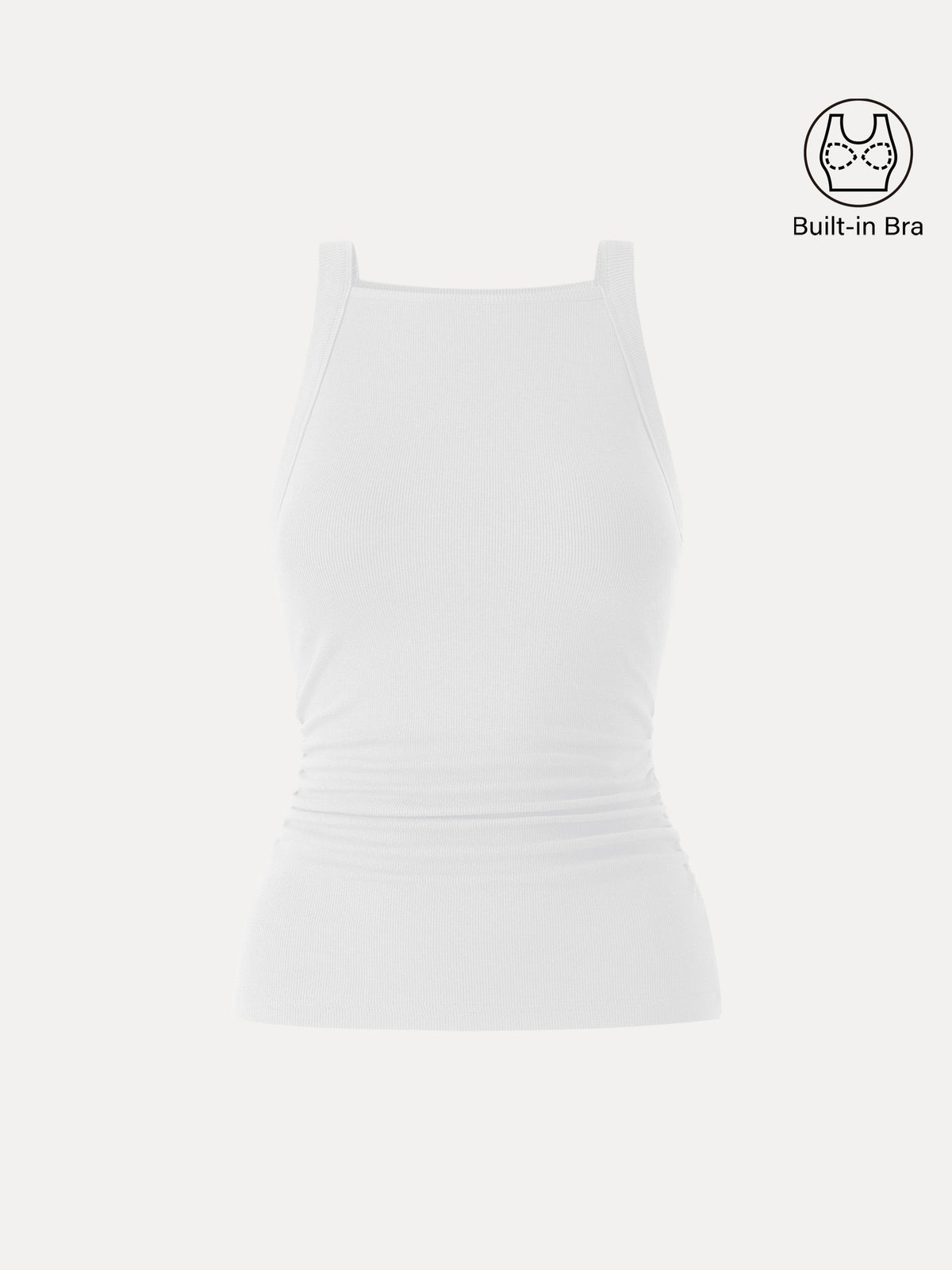 Plantive Chic Square Neck Ruched Rib Built-In Bra Tank — original photo 8