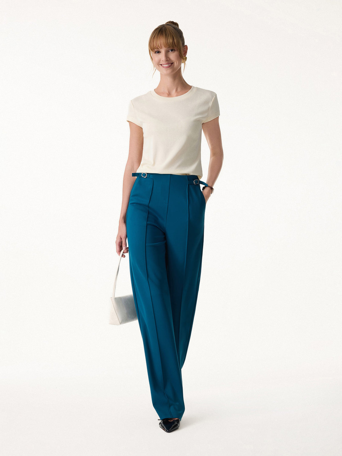 4-Way Stretch Drapey High Rise Wide Leg Ankled Pant — original photo 2