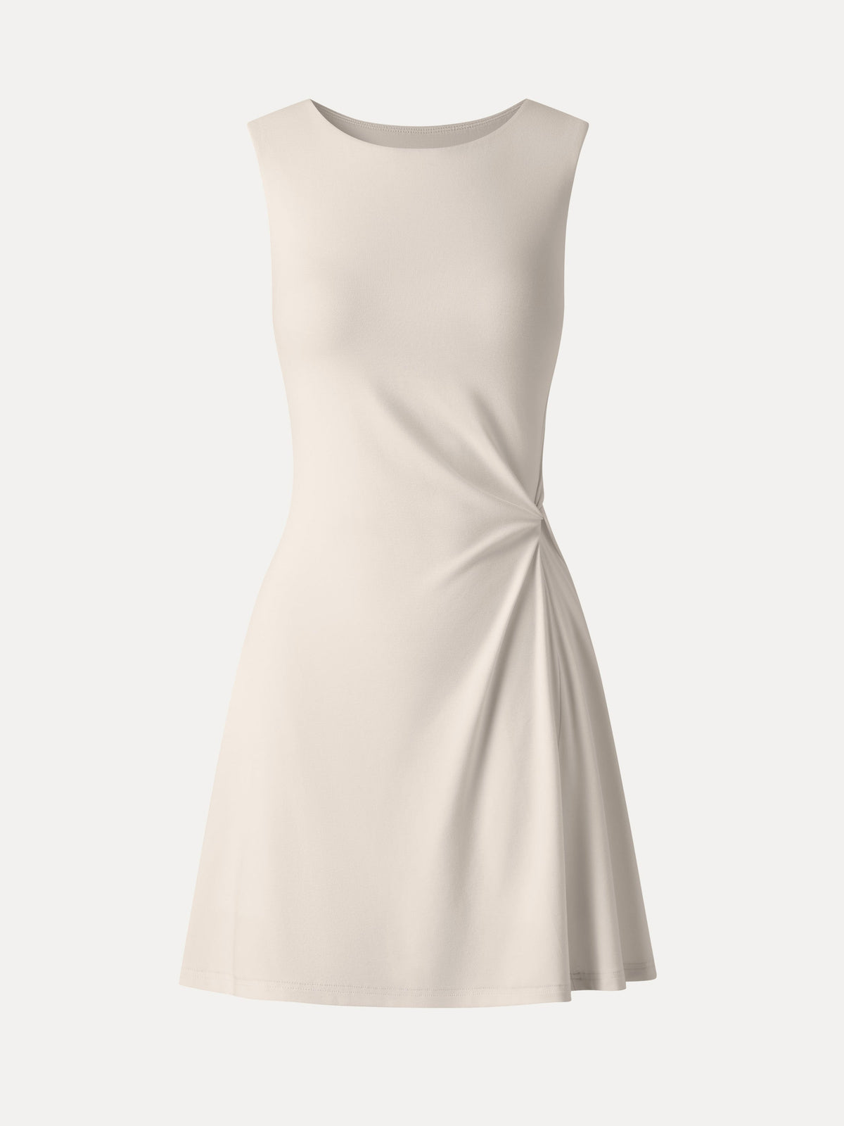 Ribbed Round Neck Sleeveless Side-Twist Mini Built-In Bra Dress — original photo 8