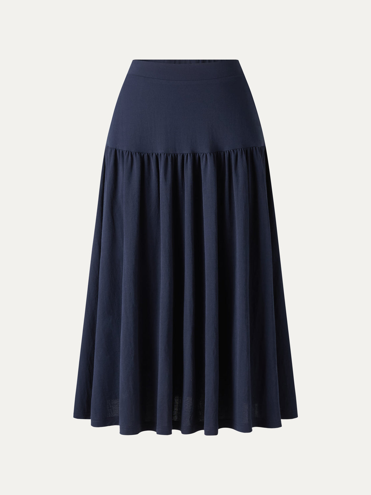 Cotton-Linen Gathered Midi Skirt with Pockets — original photo 7