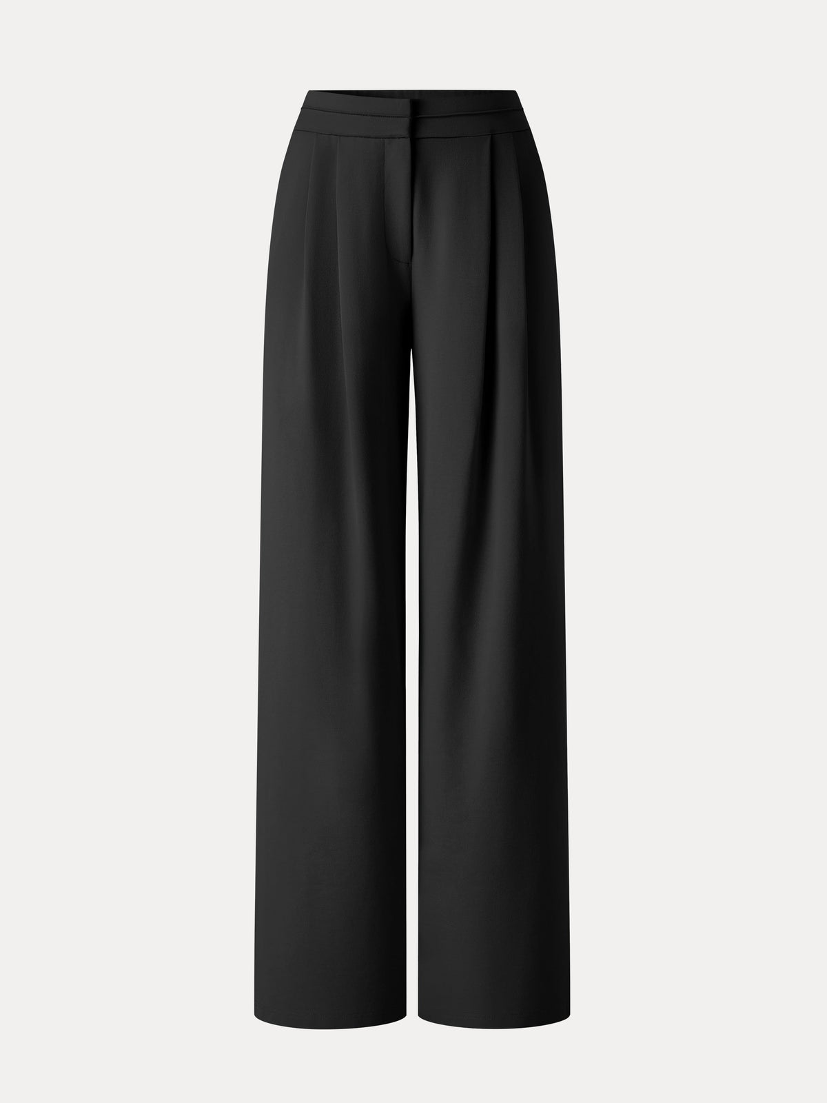 Ponte Mid-Rise Wide-Leg Tuck Pants with Pockets — original photo 8