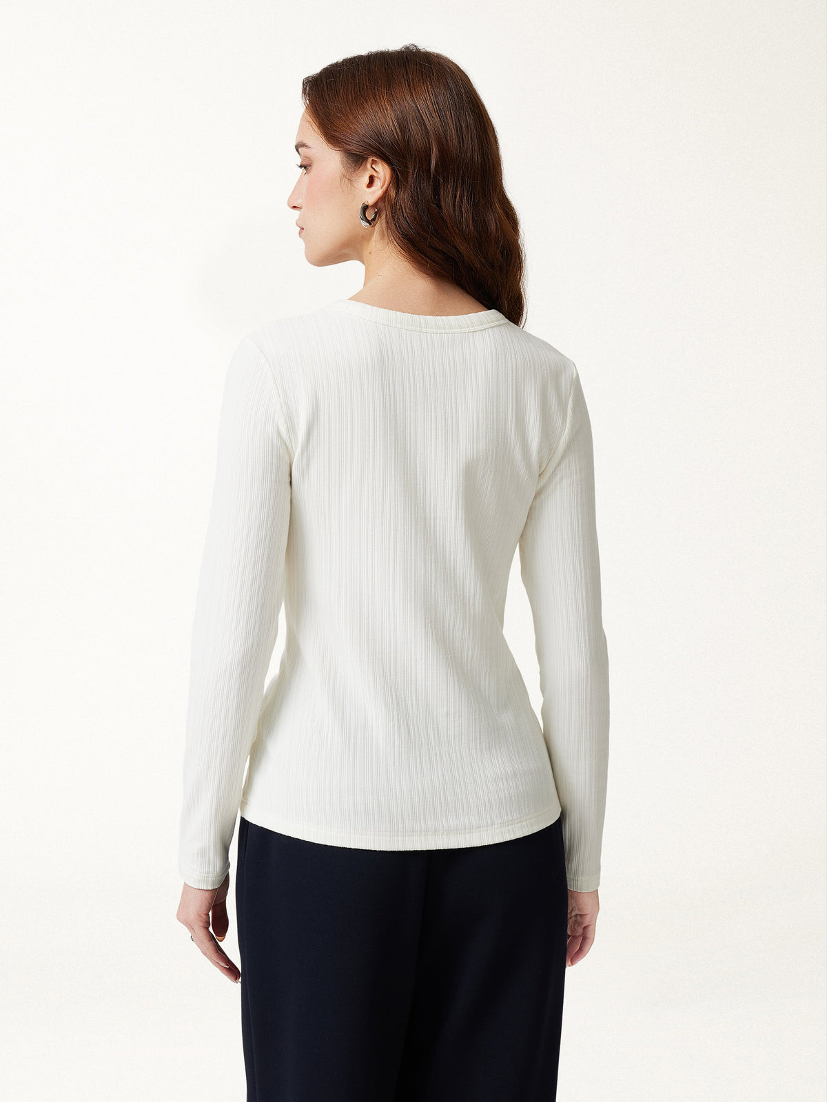 ProWarm Viscose Henley Neck Long Sleeve Built-In Bra Top — original photo 4