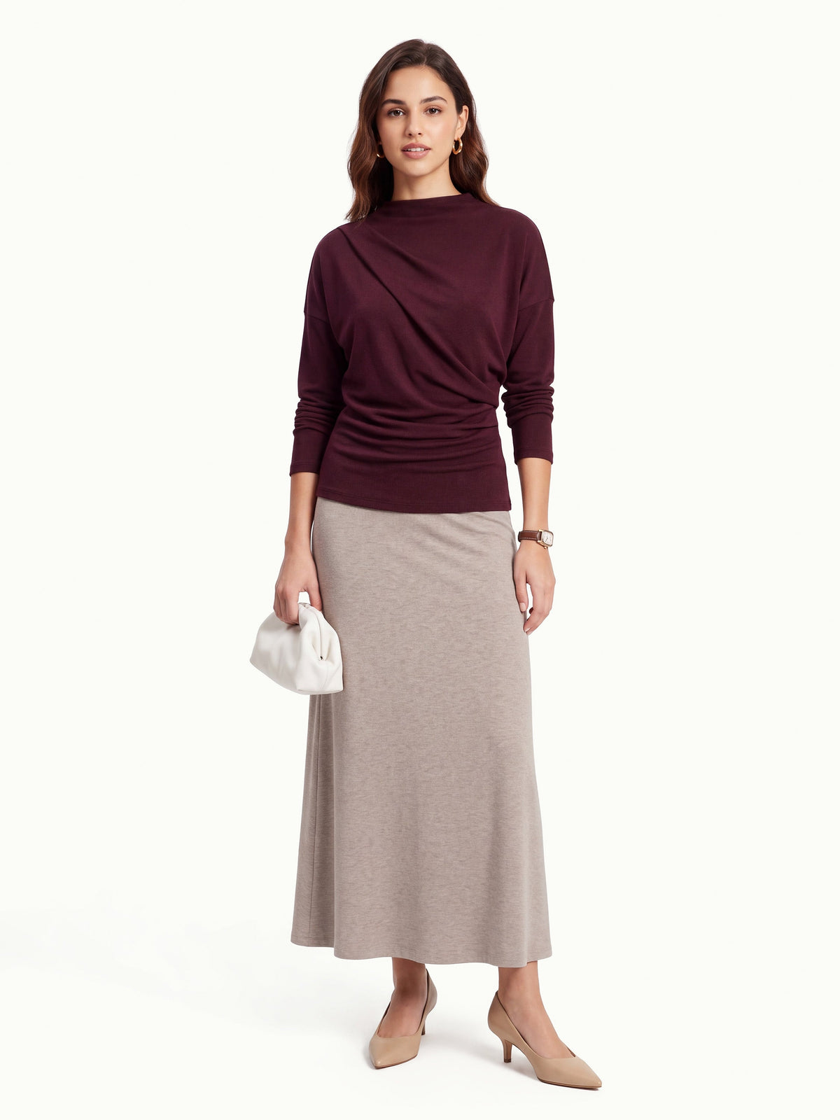 ProWarm Mock Neck Long Sleeve Tucked Ruched Top — original photo 7