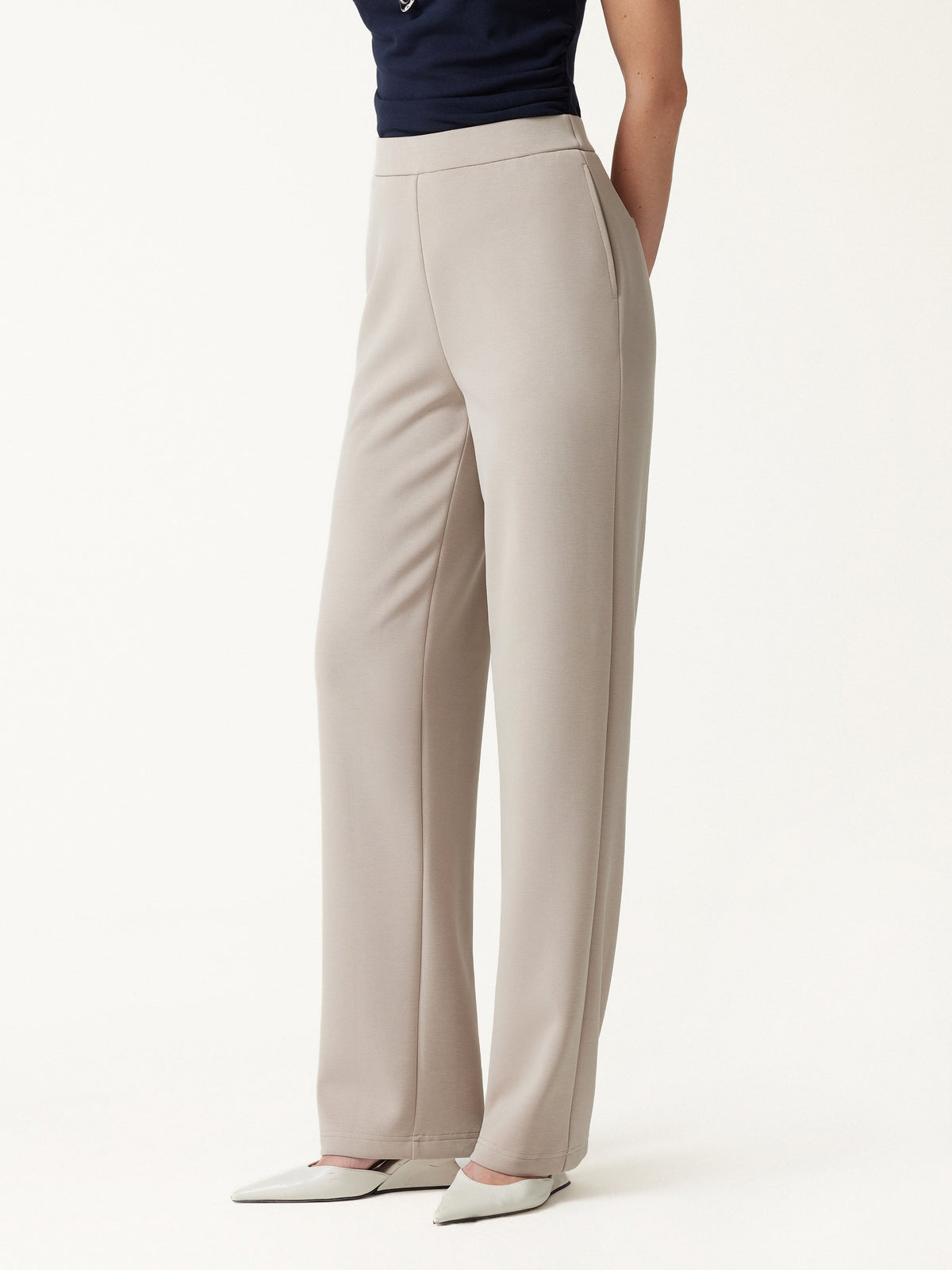 MaxWarm Modal Stretch Fleece High-Rise Straight-Leg Pants with Pockets — original photo 1