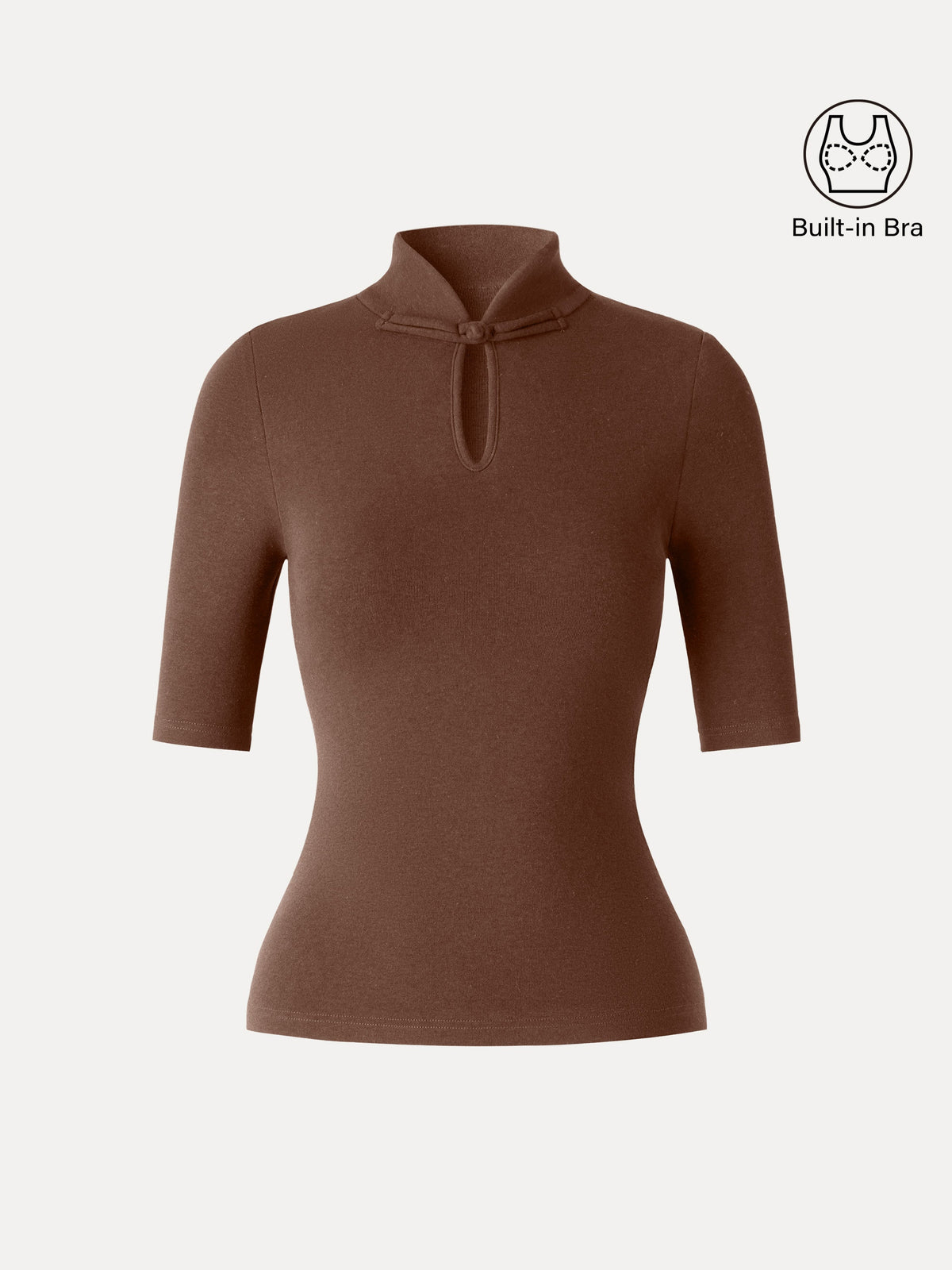 LiteWarm Teardrop Neck Elbow Sleeve Built-In Bra Top — original photo 10