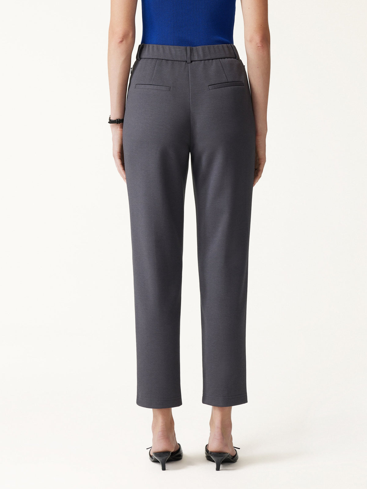 Modal Blend Ponte High-Rise Ankled Slim-Straight Pants with Pockets — original photo 4