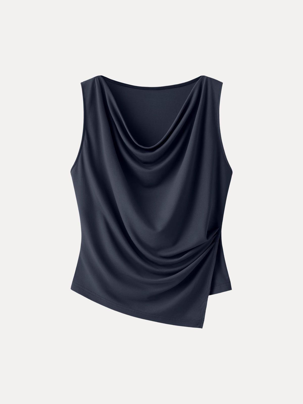 Cowl Neck Asymmetrical Tucked Sleeveless Top — original photo 11