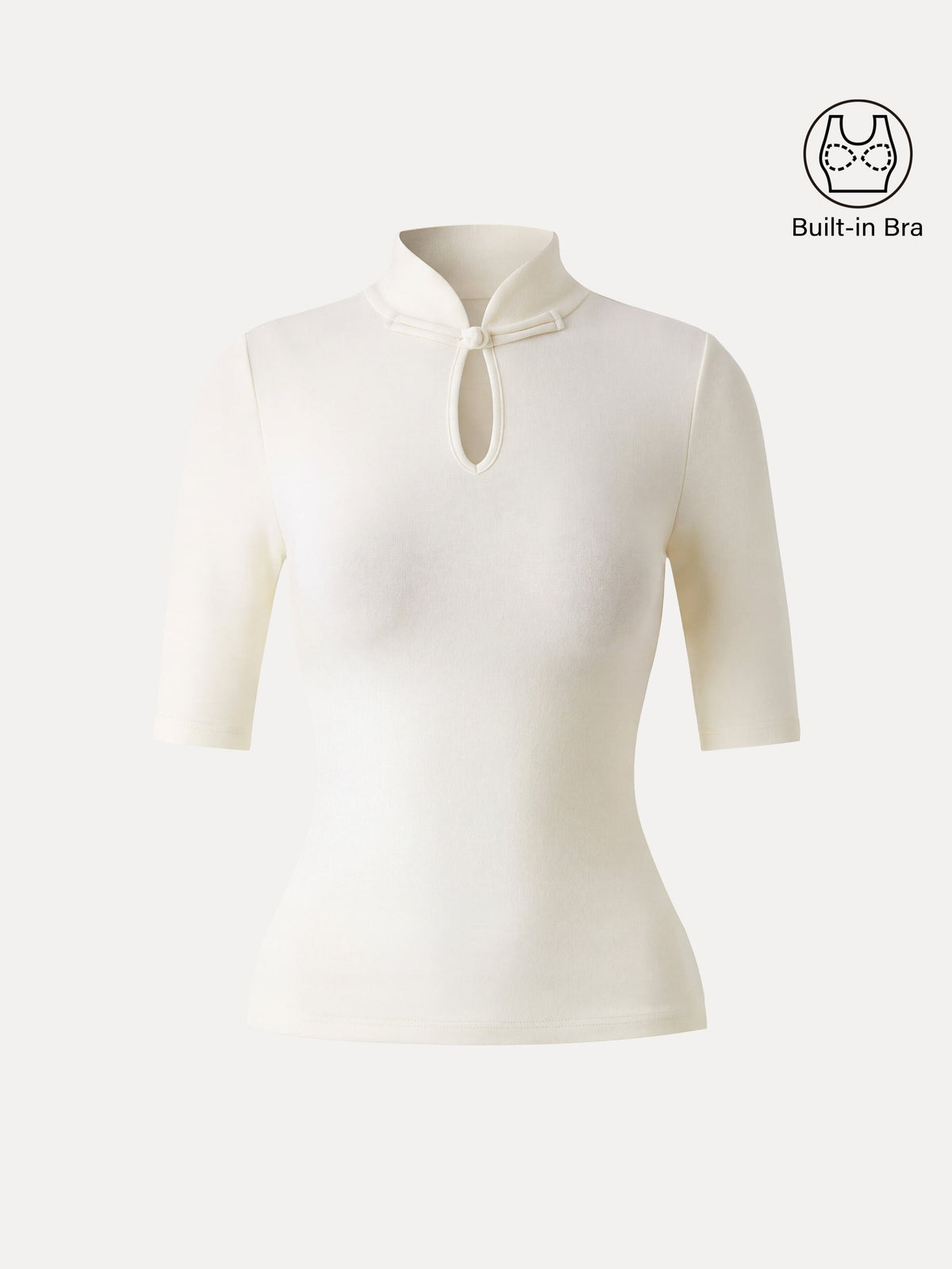 LiteWarm Teardrop Neck Elbow Sleeve Built-In Bra Top — original photo 8
