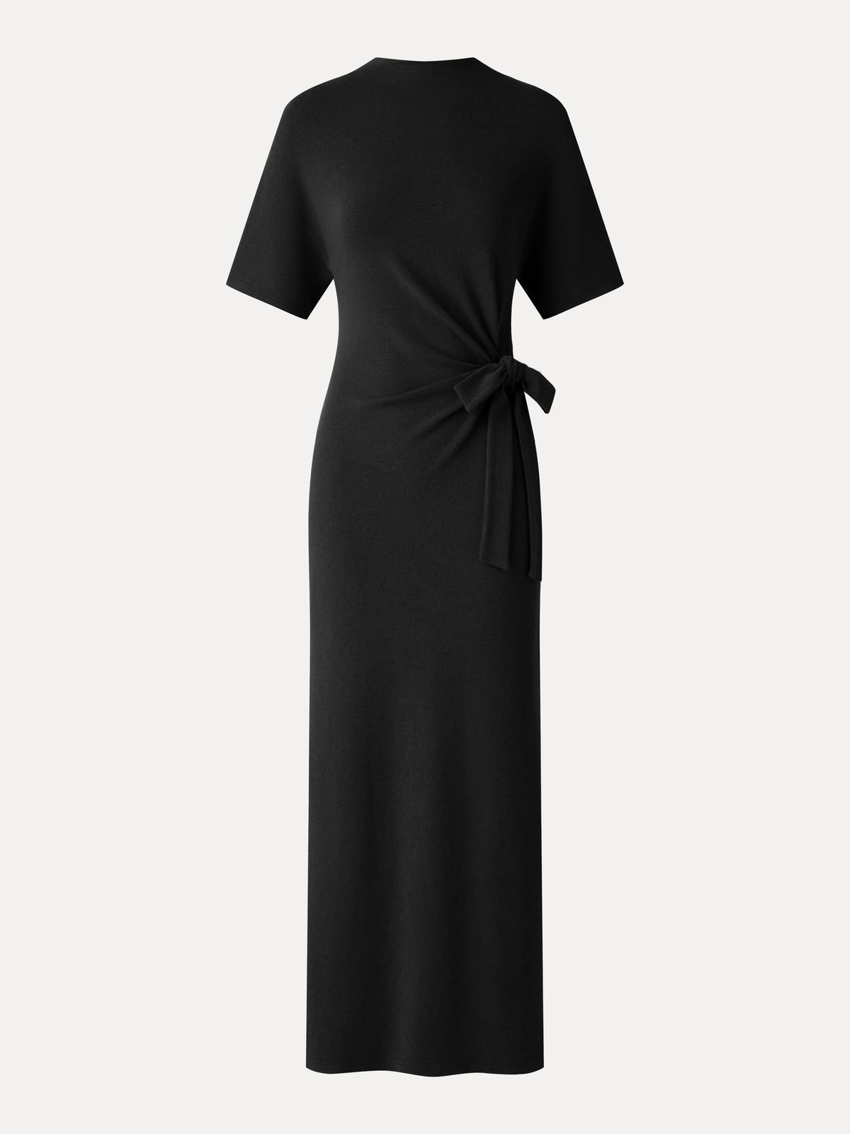 LiteWarm Mock Neck Elbow Sleeve Tie-Waist Midi Dress — original photo 8
