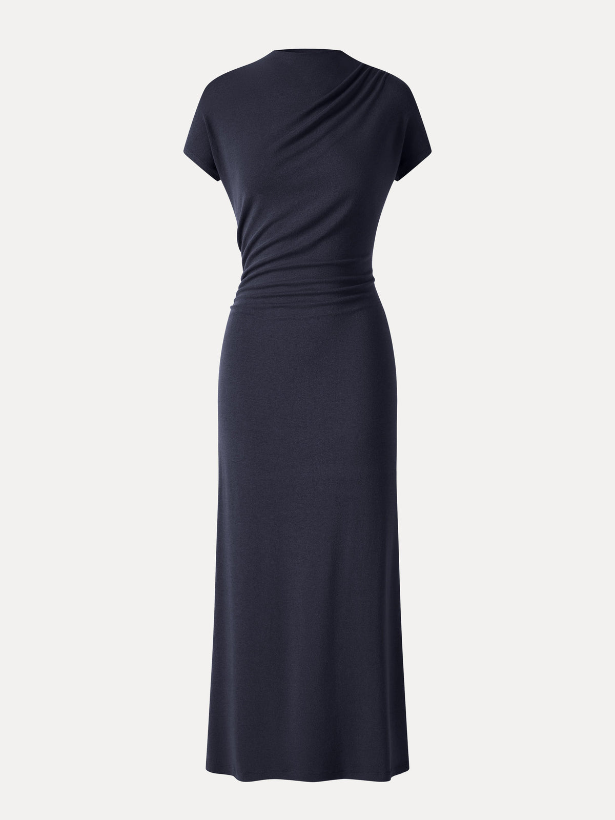 LiteWarm Mock Neck Cap Sleeve Ruched Midi Dress — original photo 9
