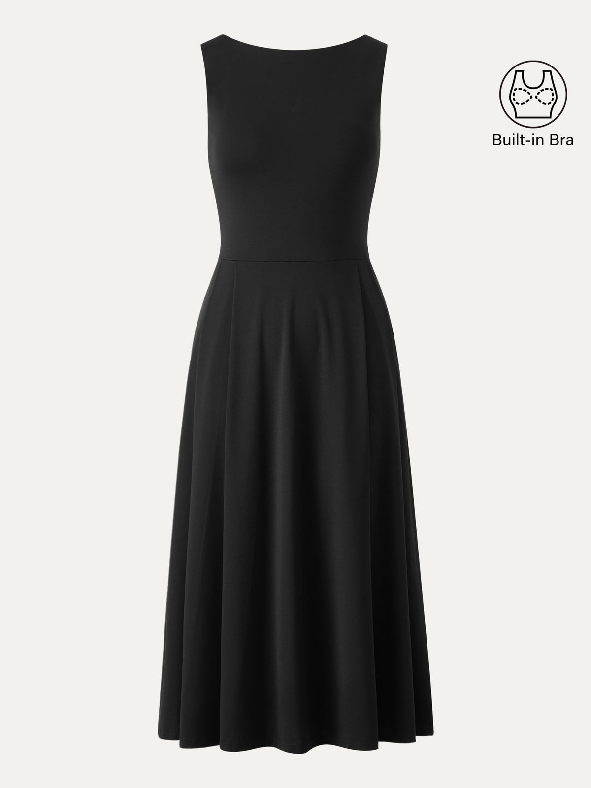 Boatneck Bamboo Ponte Bra Midi Dress with Pockets — original photo 6