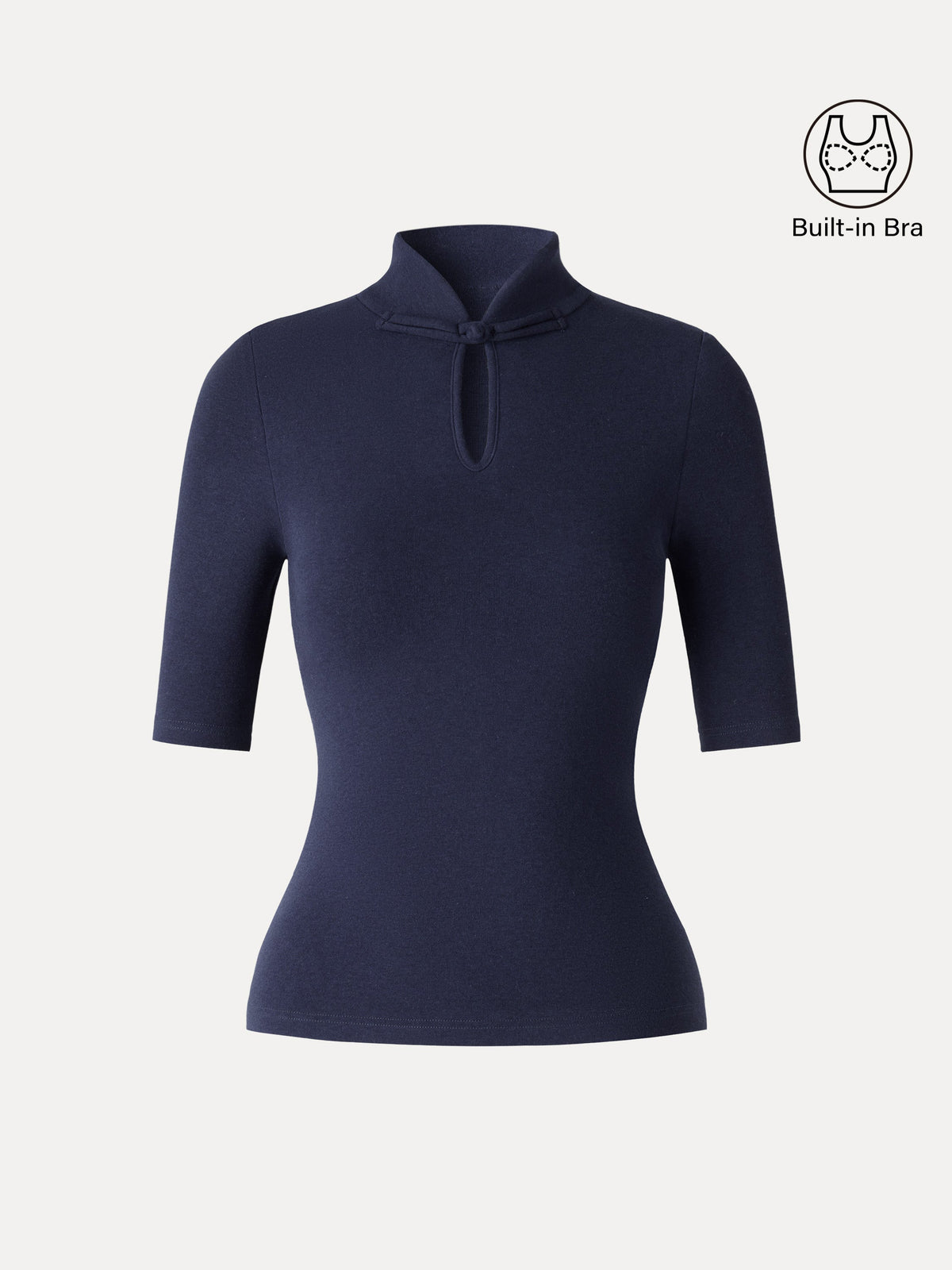 LiteWarm Teardrop Neck Elbow Sleeve Built-In Bra Top — original photo 7