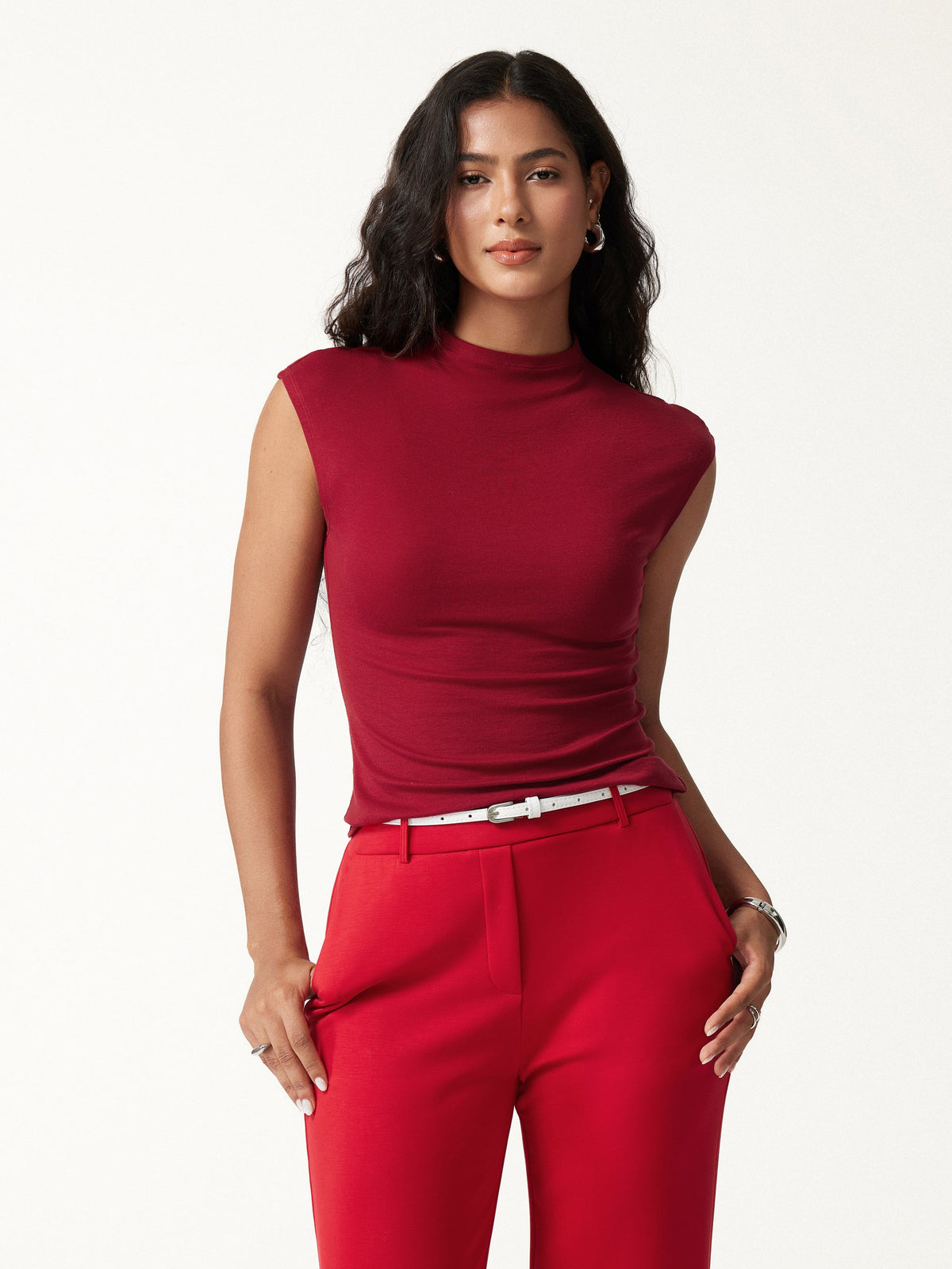 LiteWarm Lyocell-Wool Mock Neck Sleeveless Top — original photo 8