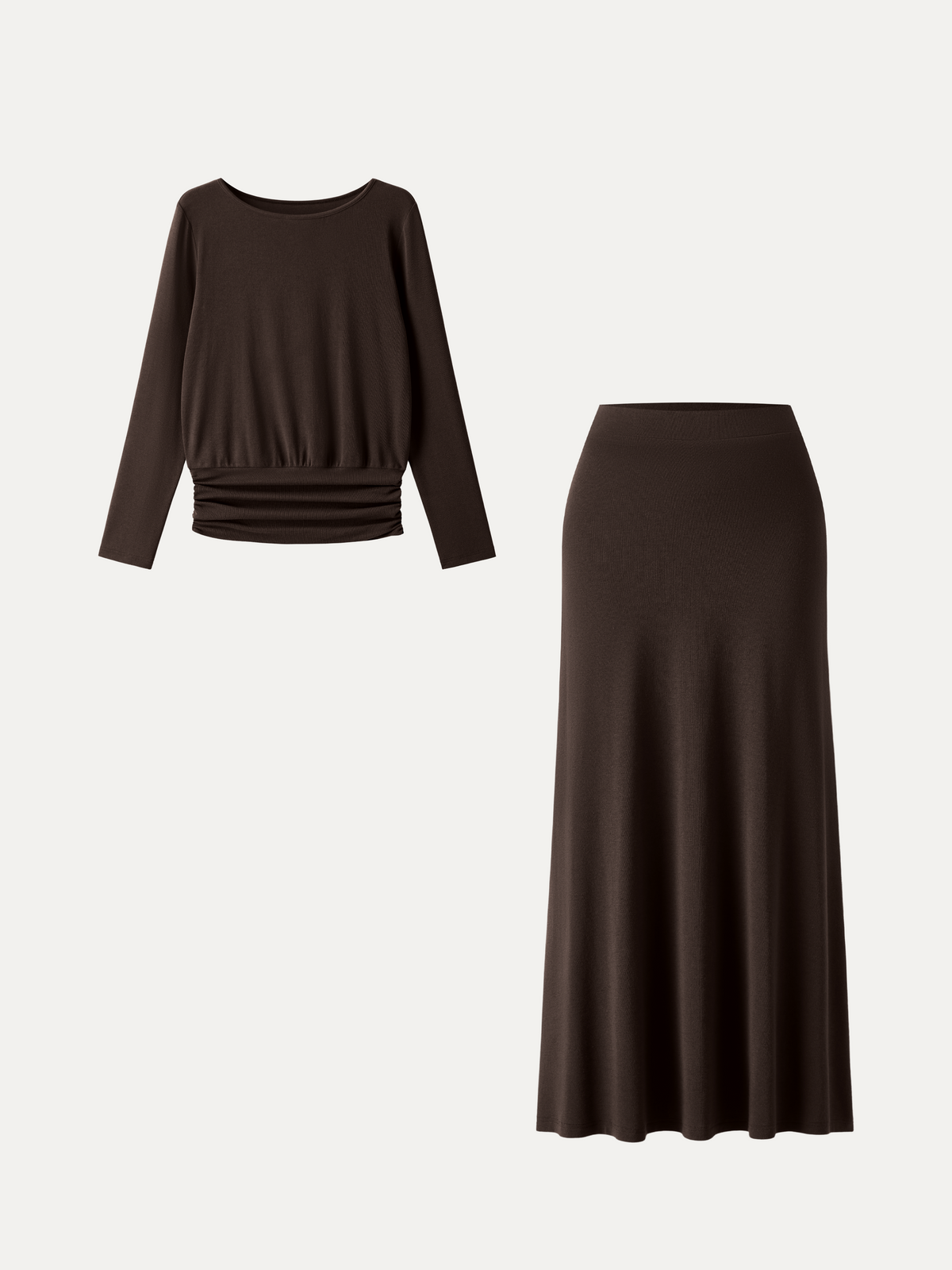 2Pcs Set LiteWarm Boatneck Top & High-Rise A-Line Maxi Skirt — original photo 11