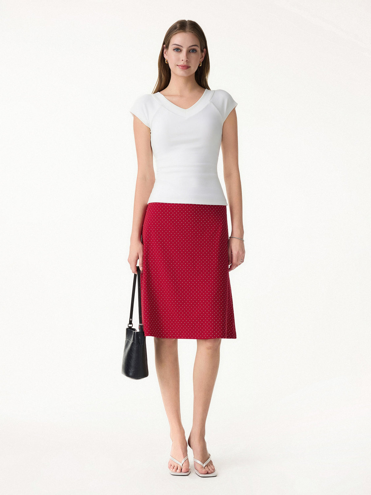 Stretch Cotton Polka Dot A-Line Flare Skirt Limited Edition — original photo 2