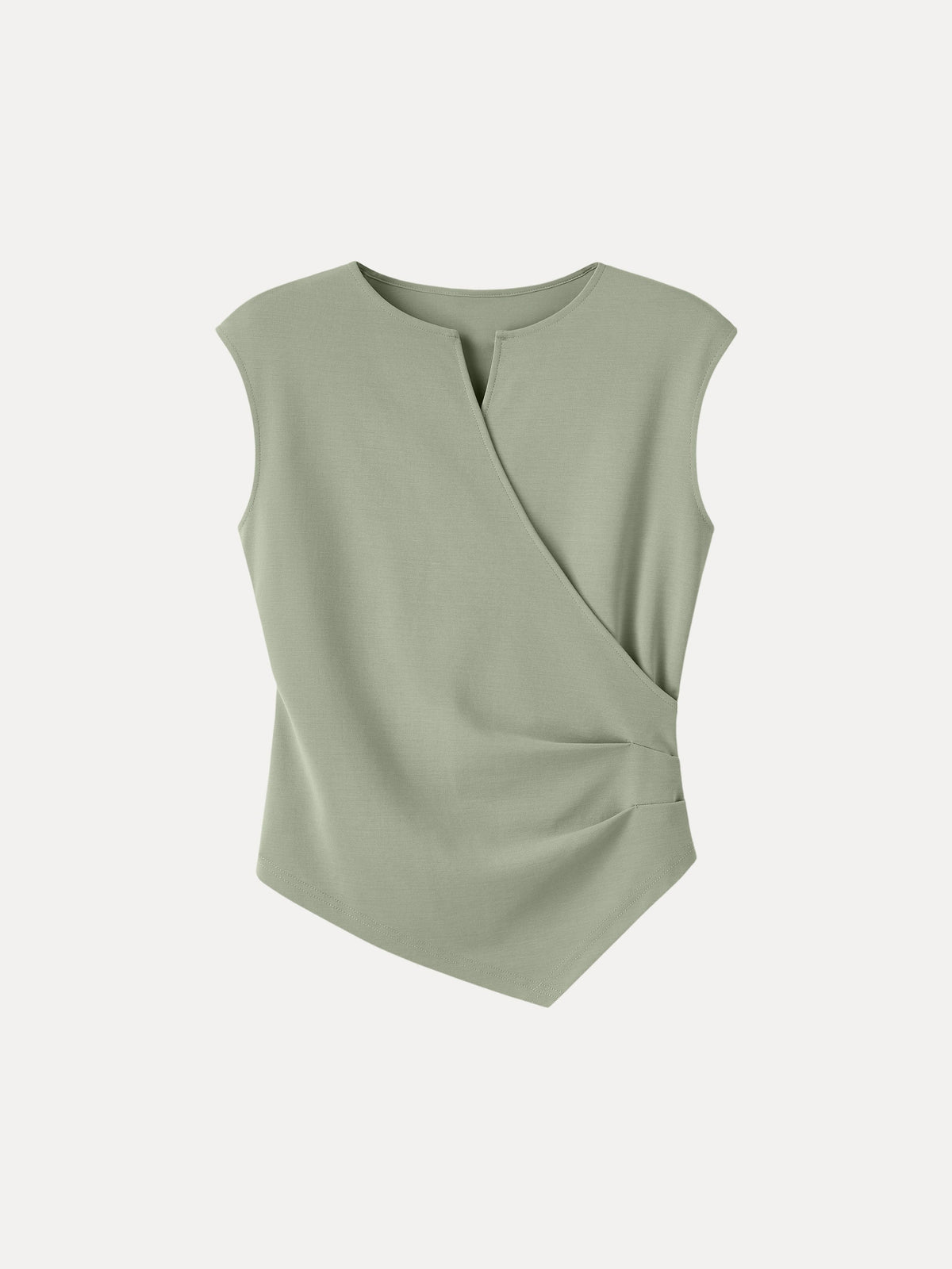 Surplice Wide Shoulder Tucked Angled Tank Top — original photo 6