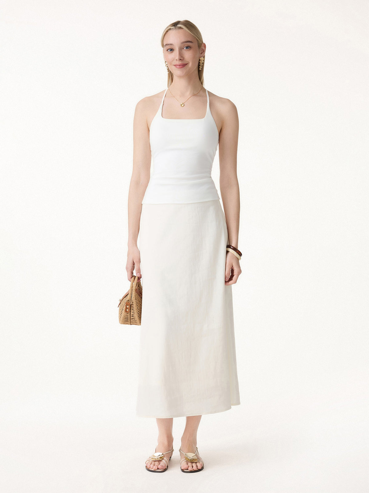 Lyocell-Linen Blend Maxi Flared Pull-On Skirt — original photo 2