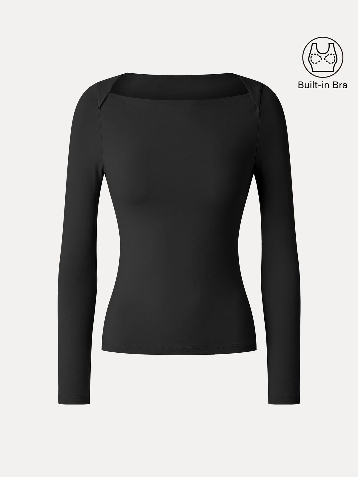 LiteWarm Lyocell-Wool Trapeze Neck Long Sleeve Built-In Bra Top — original photo 9