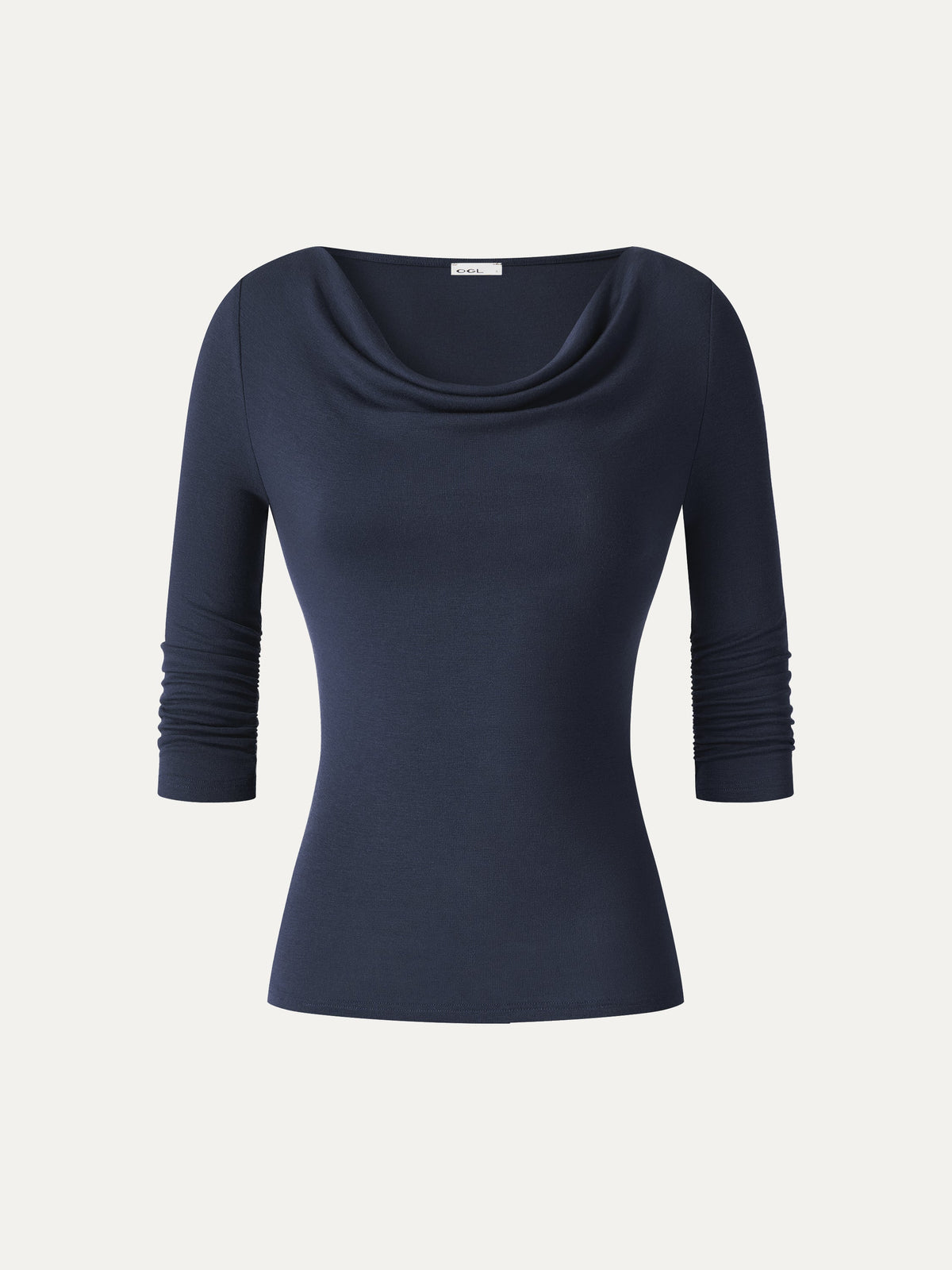 LiteWarm Lyocell-Wool Cowl Neck 3/4 Sleeve Ruched Cuff Top — original photo 7