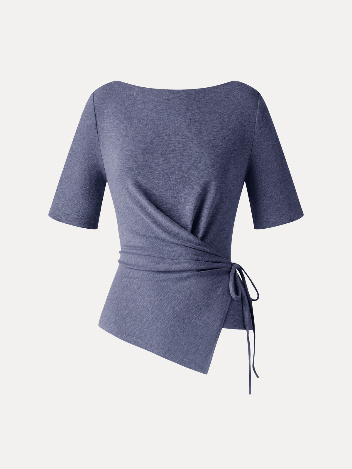 LiteWarm Slash Neck Short Sleeve Tie-Side Top — original photo 9