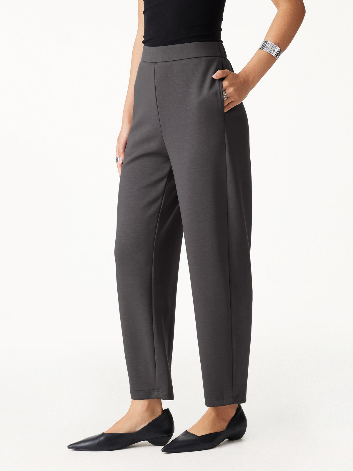 Petite TravelEase High-Rise Ankled Barrel Pants with Pockets — original photo 1