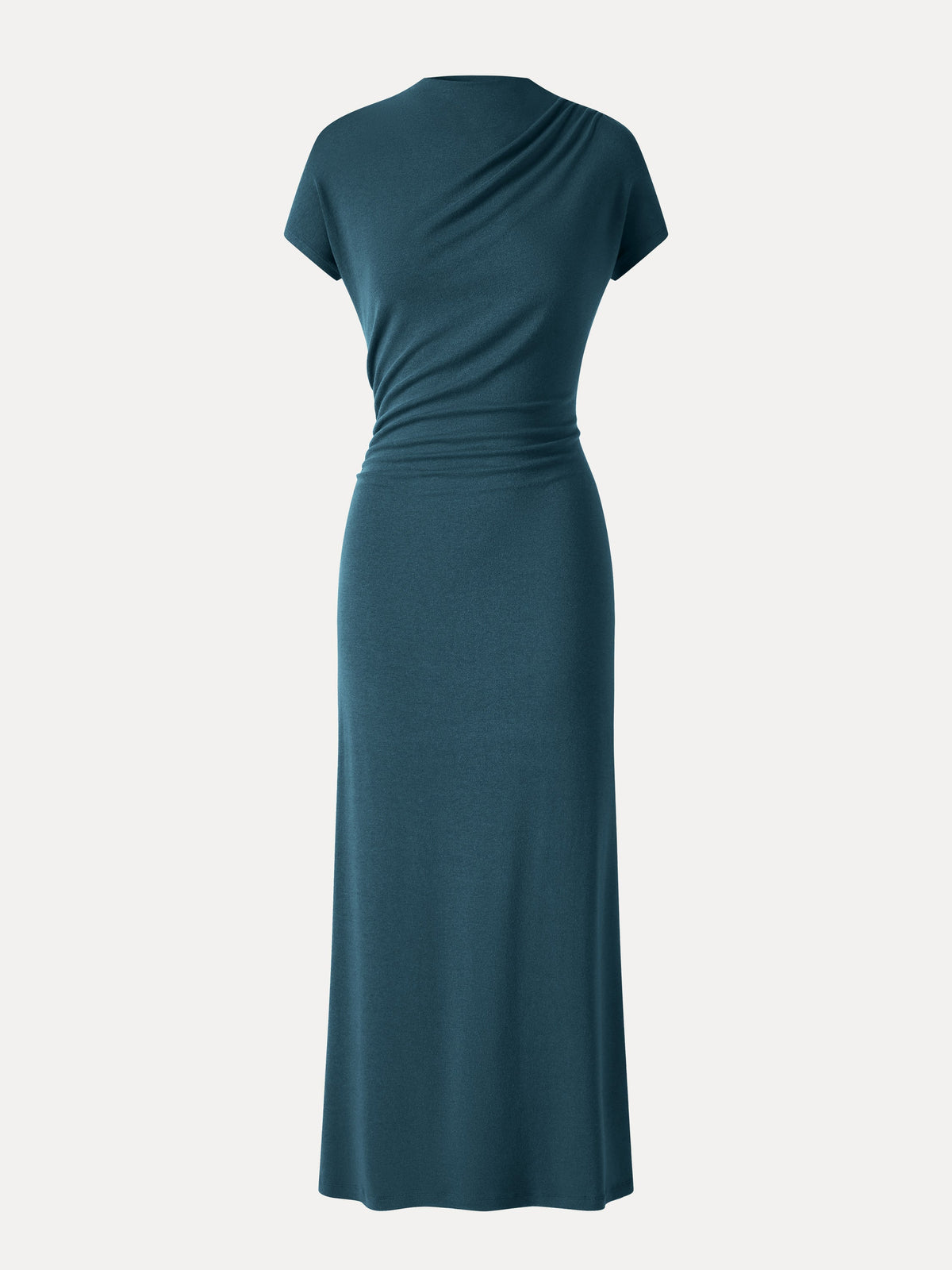 LiteWarm Mock Neck Cap Sleeve Ruched Midi Dress — original photo 7