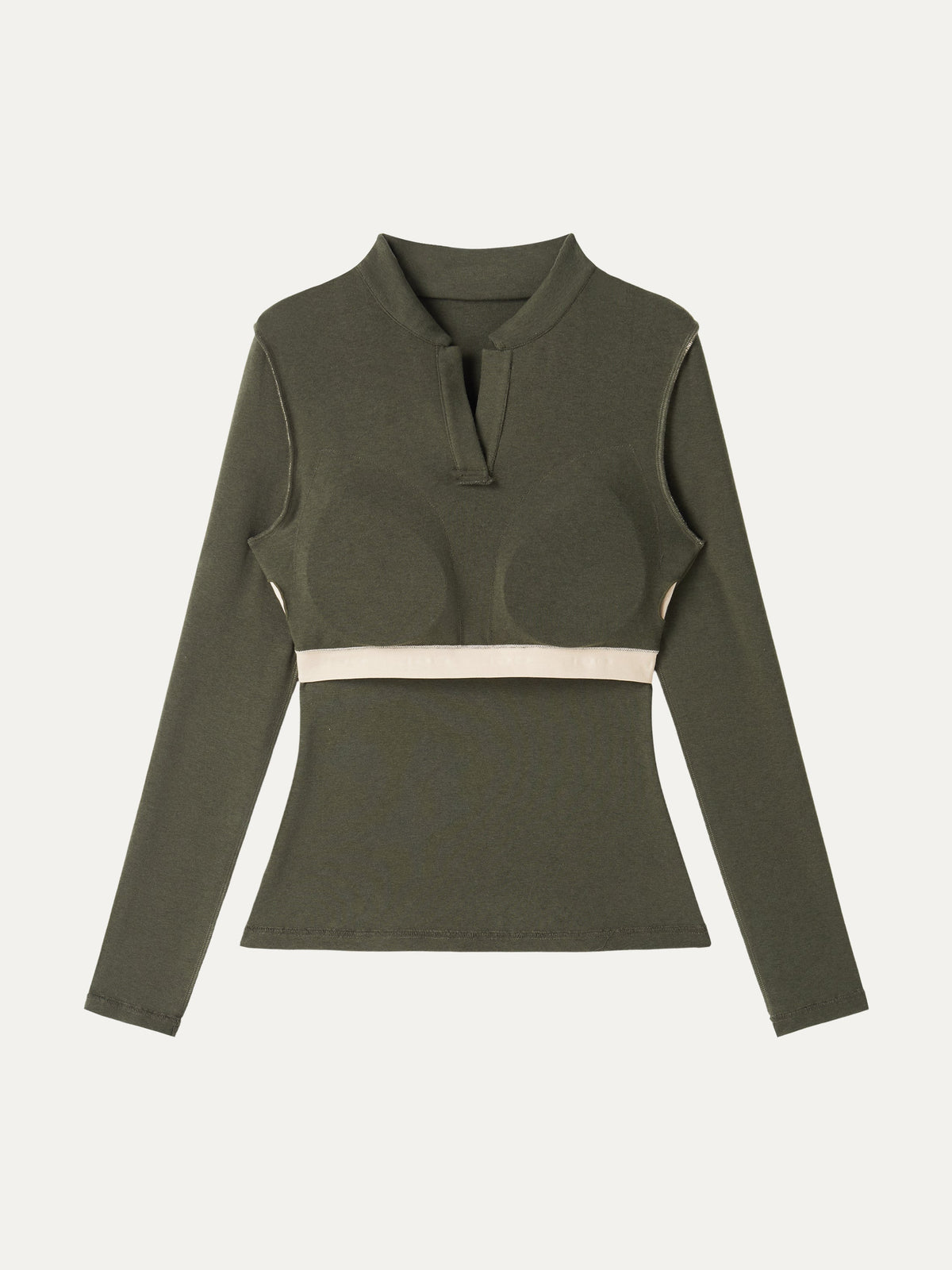 LiteWarm Office Staple V-Neck Lapel Long Sleeve Built-In Bra Top — original photo 6