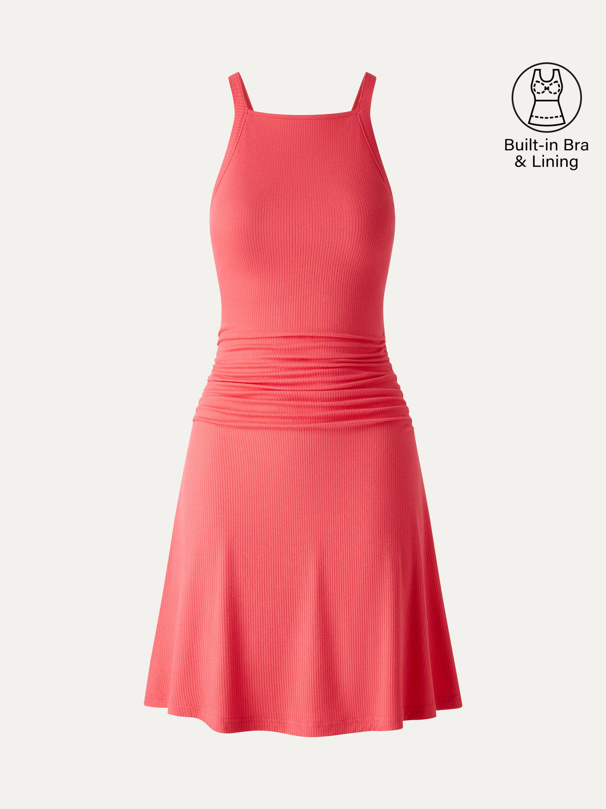 CoolTouch Square Neck Ruched Mini Built-In Bra Dress — original photo 8