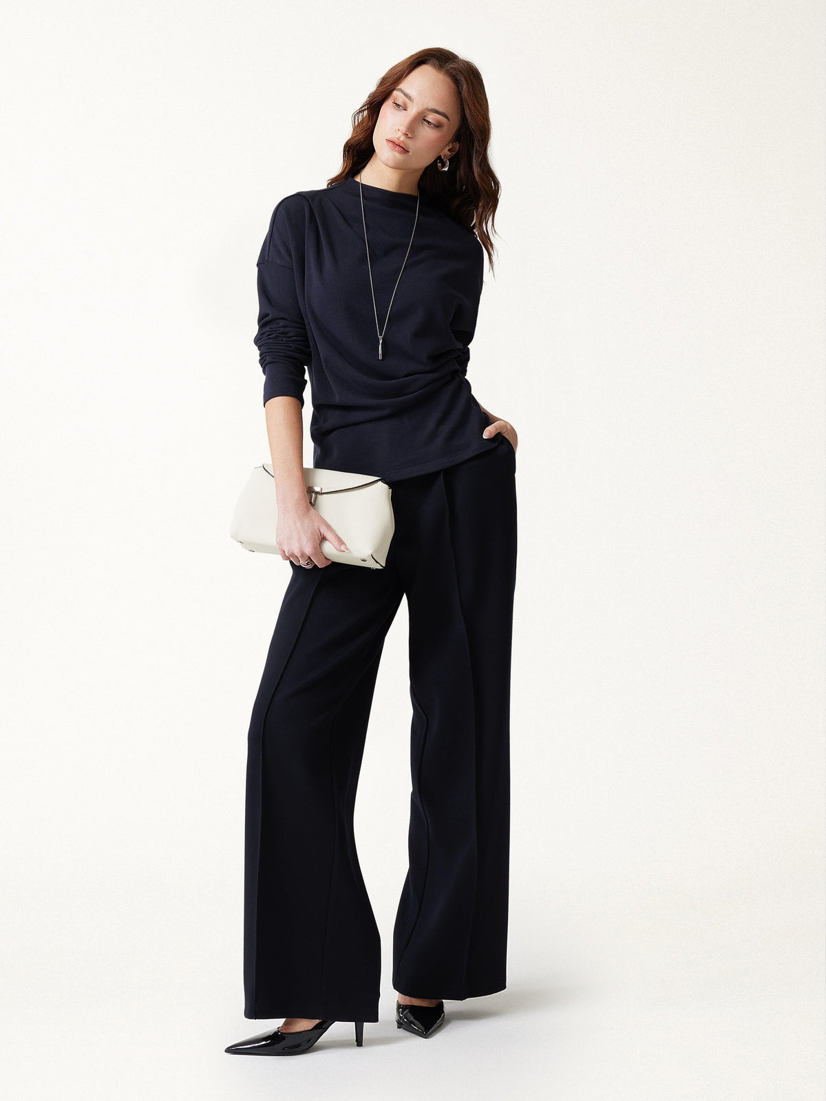 ProWarm Mock Neck Long Sleeve Tucked Ruched Top — original photo 2