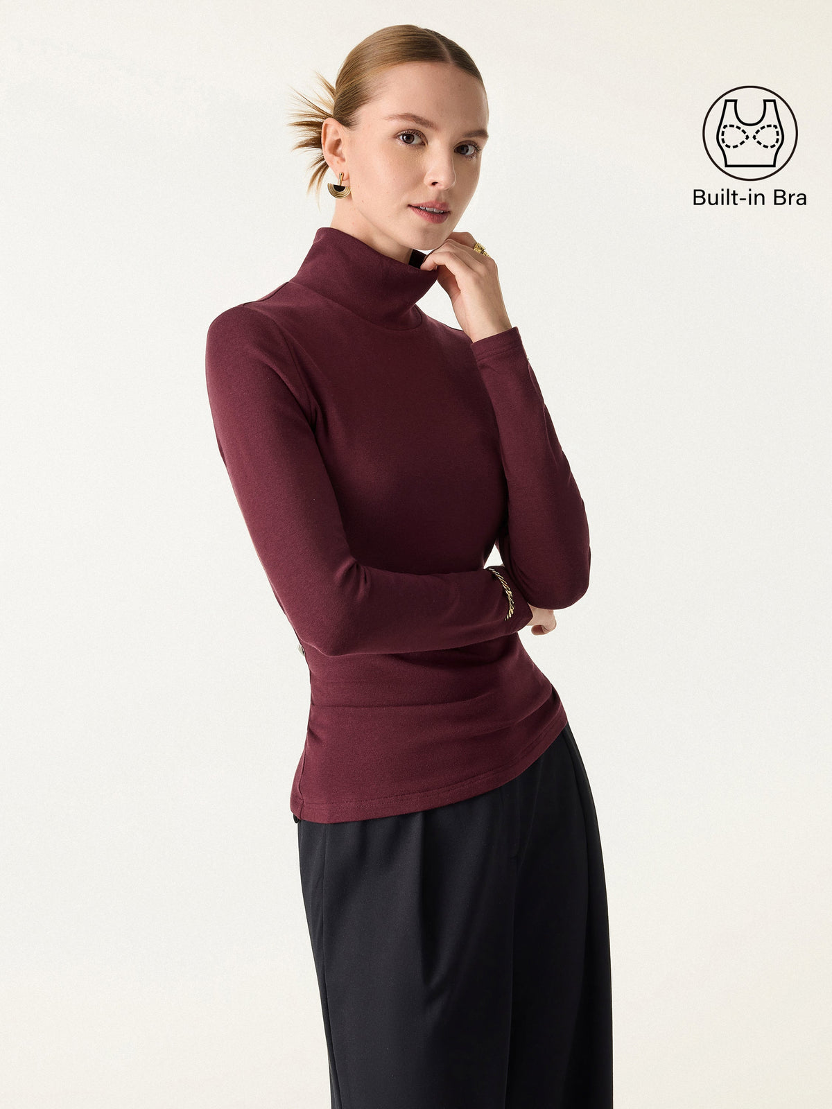 ProWarm Turtleneck Long Sleeve Built-In Bra Top — original photo 4