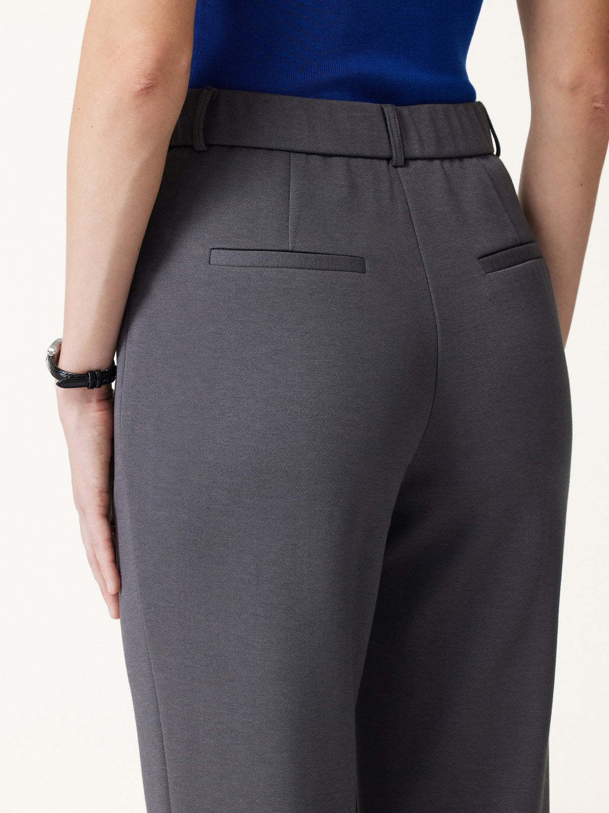 Modal Blend Ponte High-Rise Ankled Slim-Straight Pants with Pockets — original photo 5