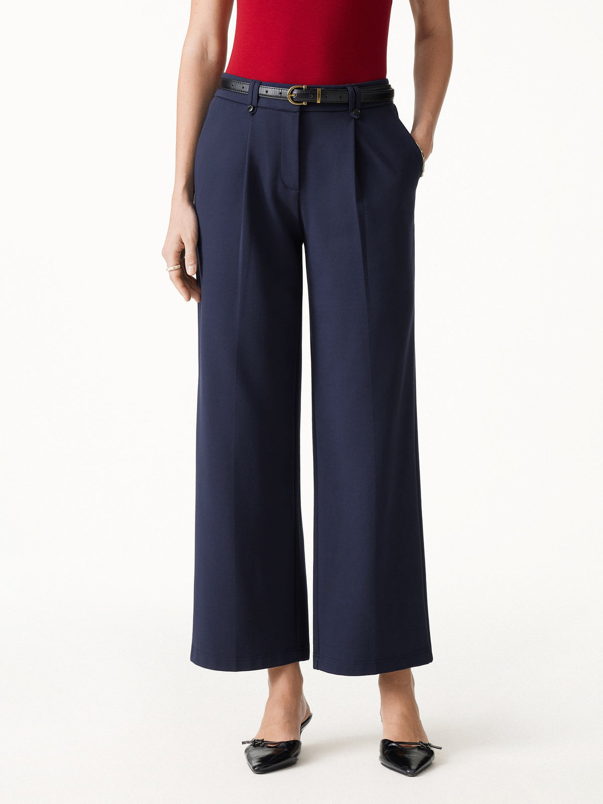 Ponte Low-Rise Straight Leg Ankled Pants with Pockets — original photo 4