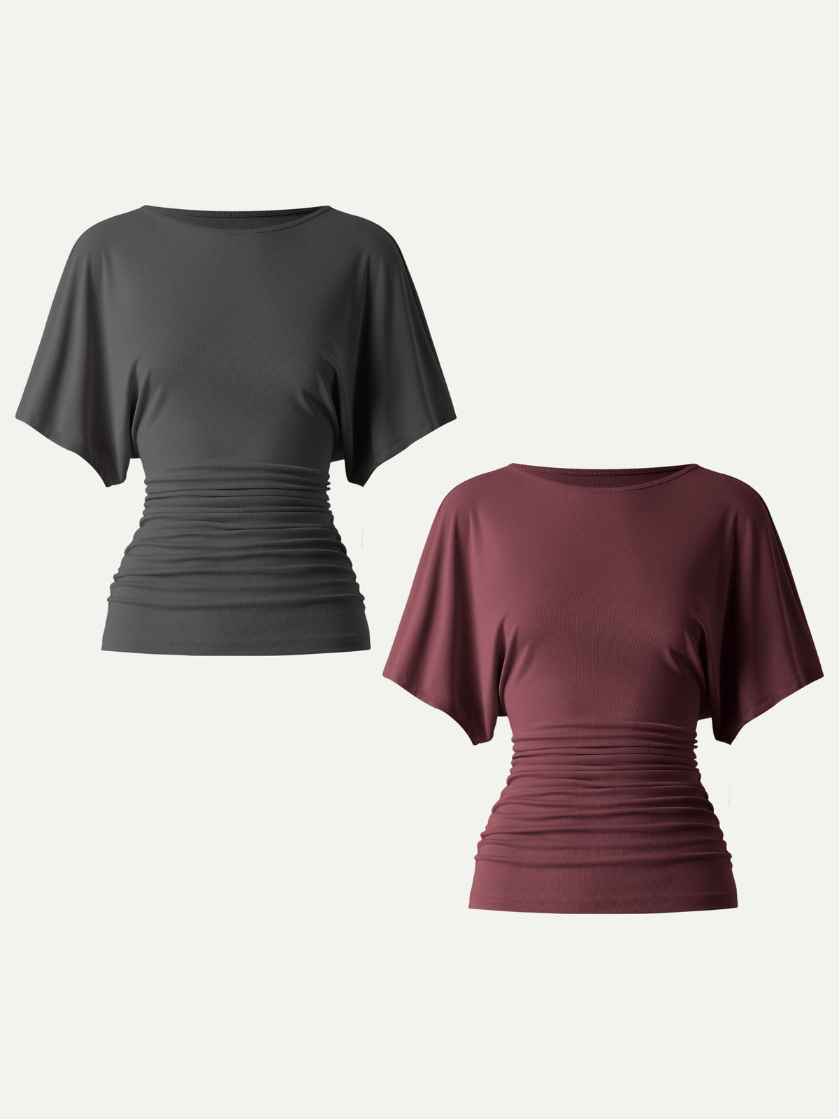 Effortless Boatneck Batwing Sleeve Side Ruched Top — original photo 19
