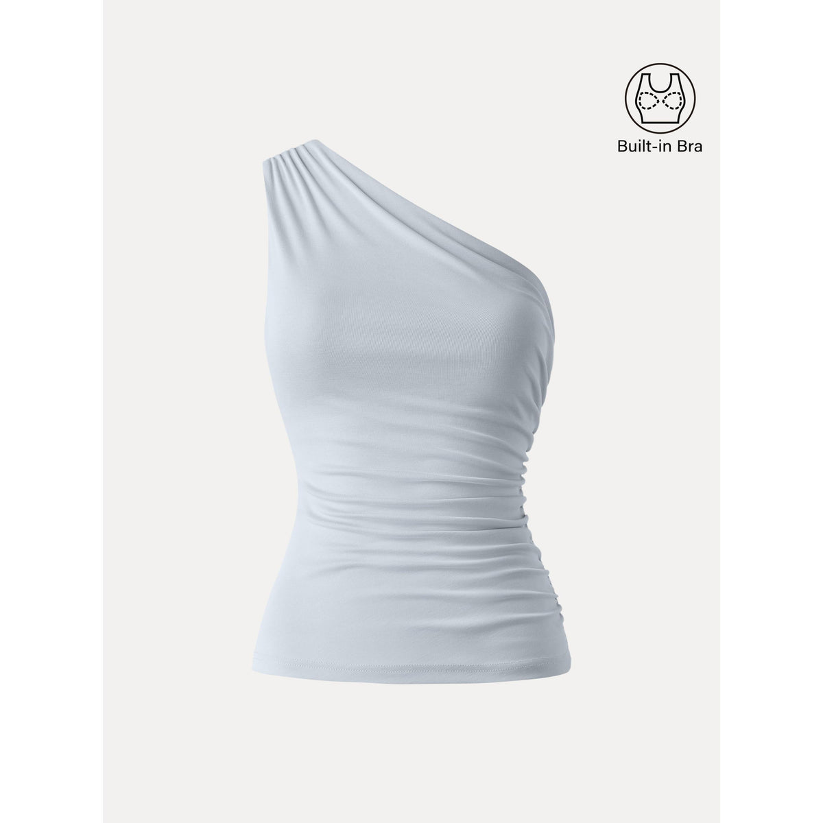 Sandwashed One Shoulder Ruched Built-In Bra Tank — original photo 9