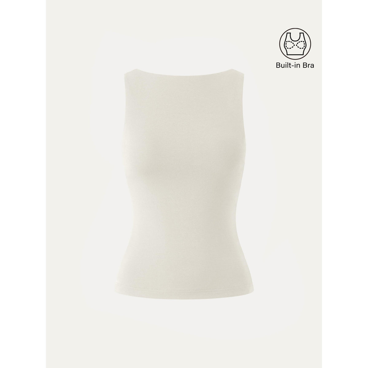 Stretch Cotton Boatneck Built-In Bra Tank — original photo 9