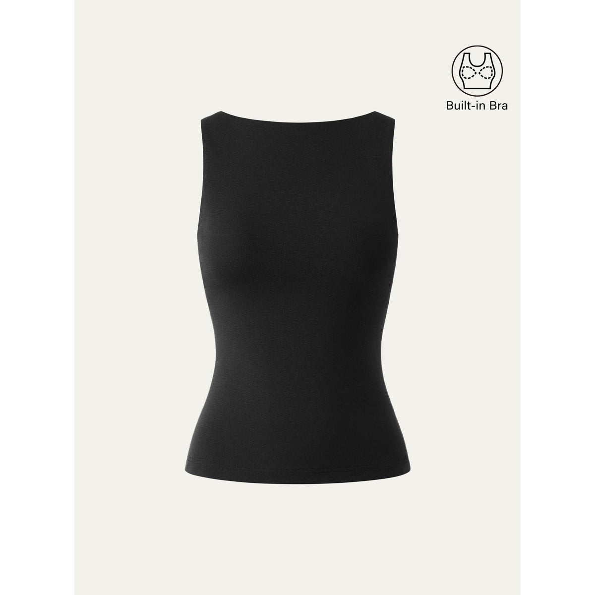 Stretch Cotton Boatneck Built-In Bra Tank — original photo 10
